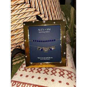 Women's Alex and Ani Blue Silver Sparkling Sliders Bracelets One Size